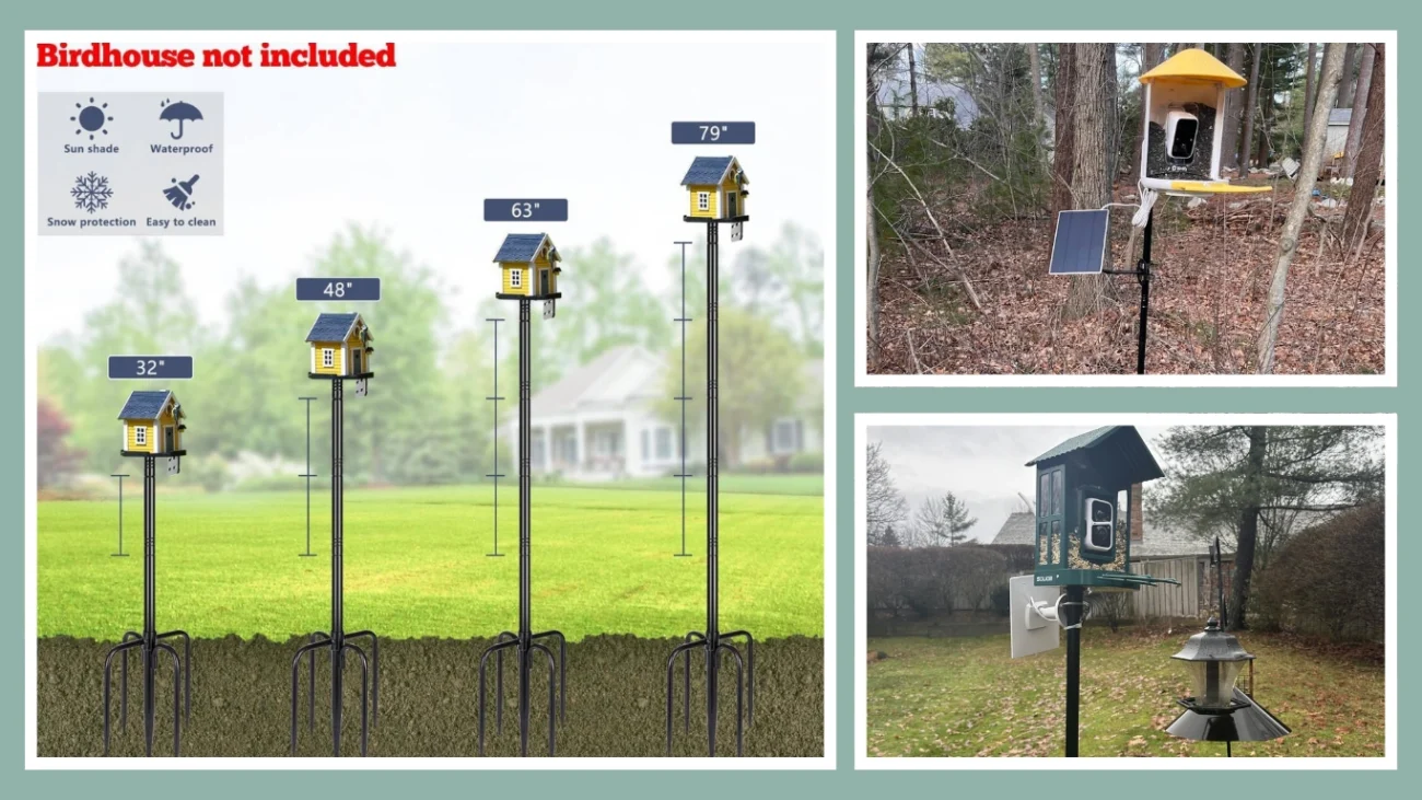Gtongoko 79 Smart Bird Feeder Pole – Heavy-Duty Mounting Kit with 5-Prong Base
