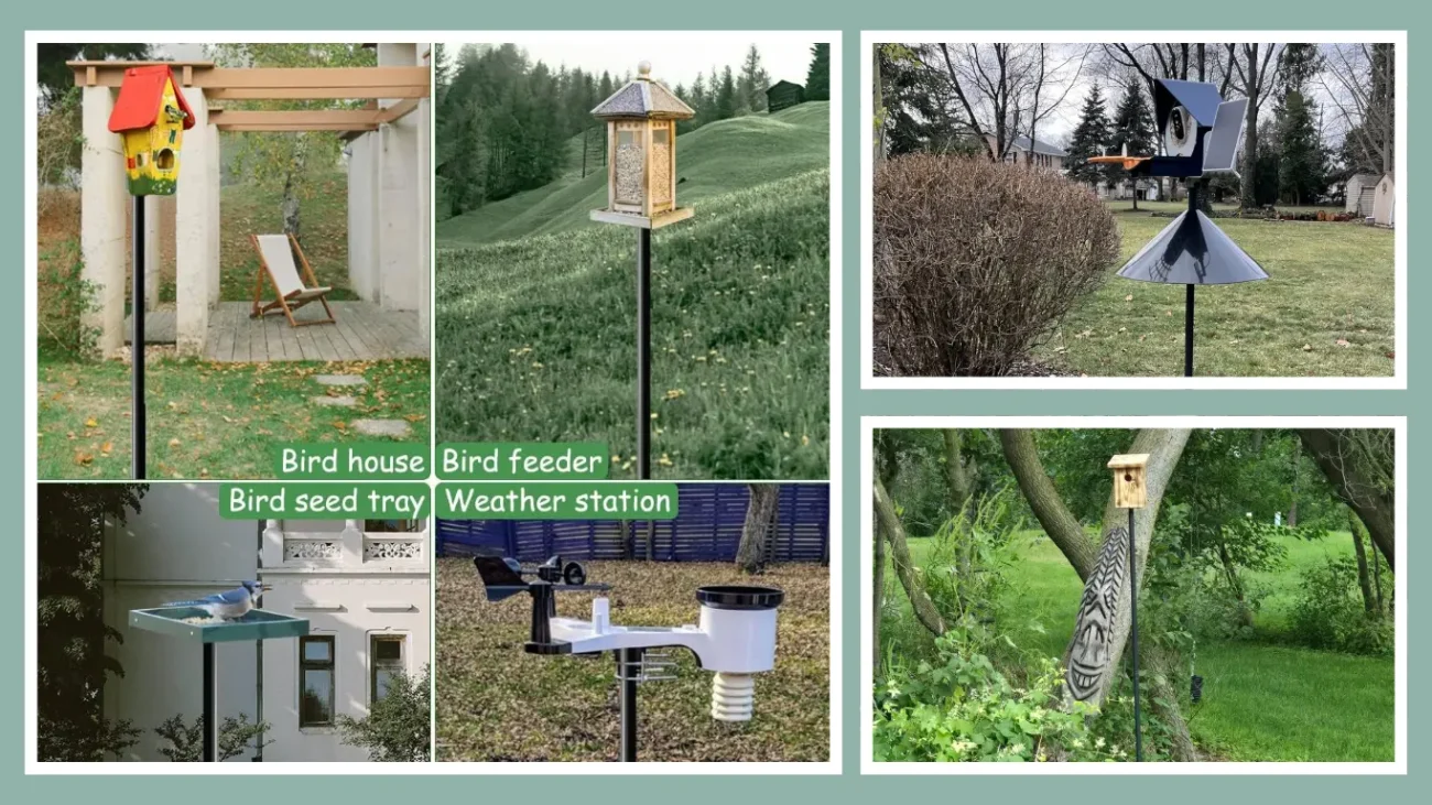 Mokeyder 90-Inch Adjustable Bird House Pole – Heavy-Duty Mounting Kit for Outdoors