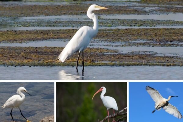 13 White Birds with Long Beaks