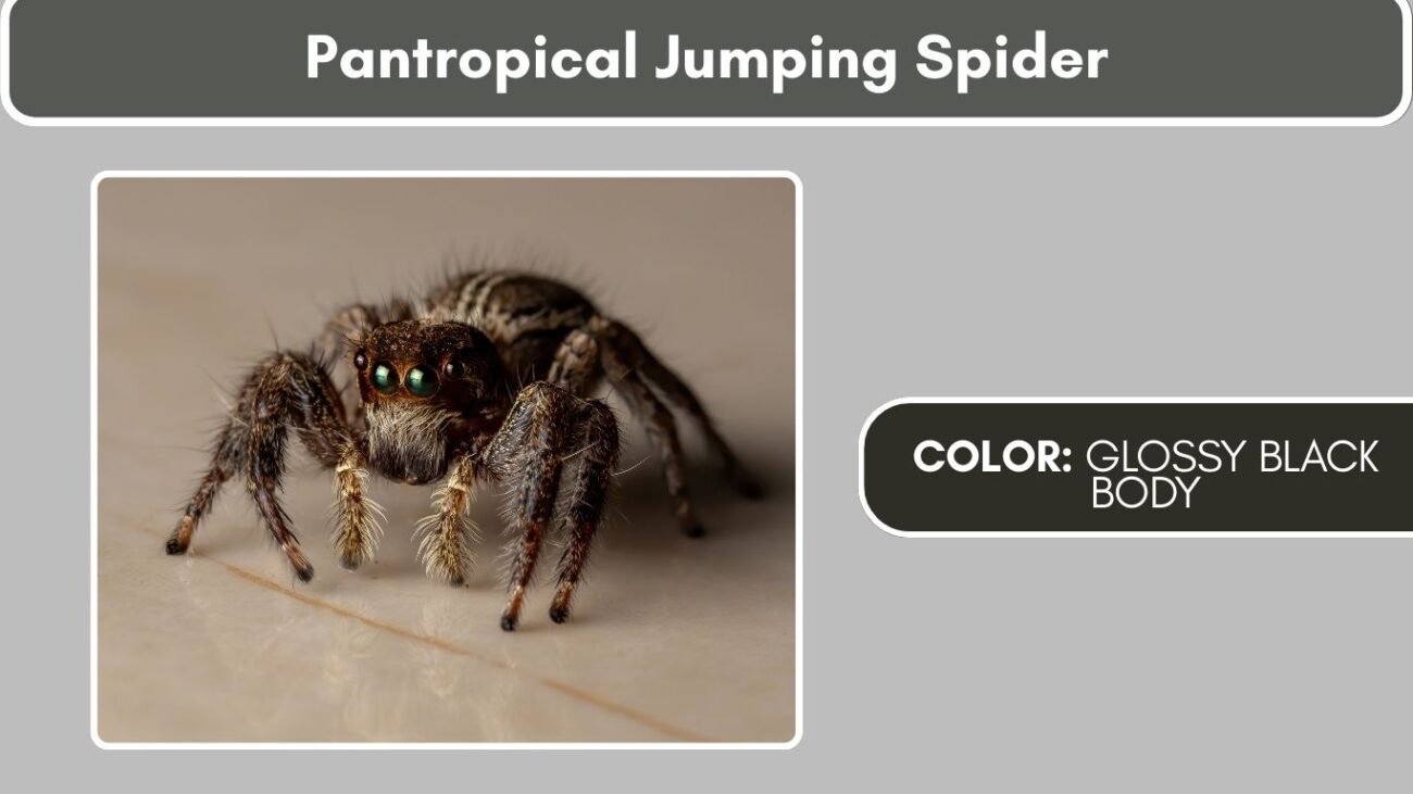 Pantropical Jumping Spider Black Spiders with White Spots, Stripes, or Markings