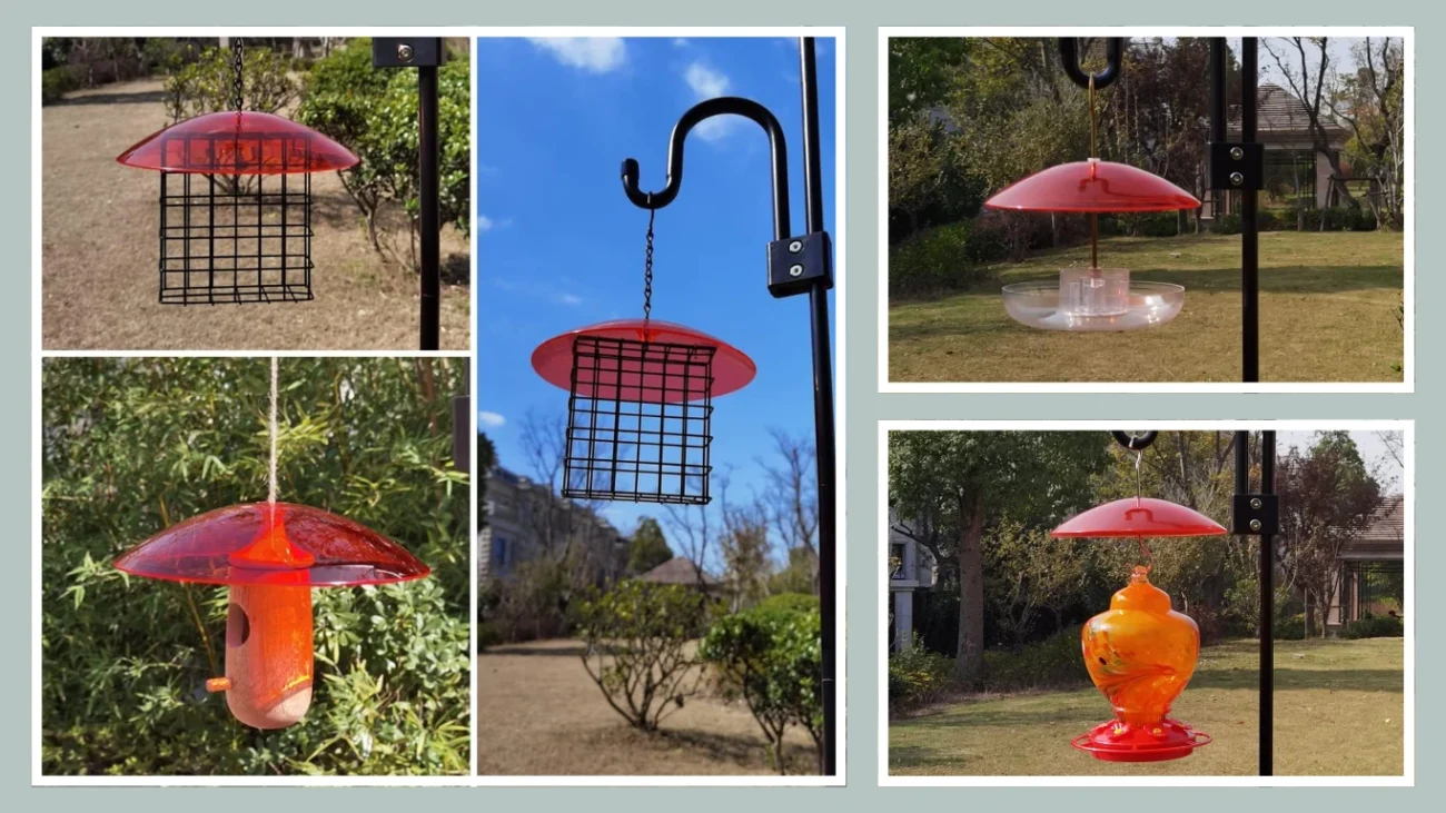 8 Mini Weather Guard for Bird Feeder - Small Protective Dome Cover (Red, Dia. 20CM)