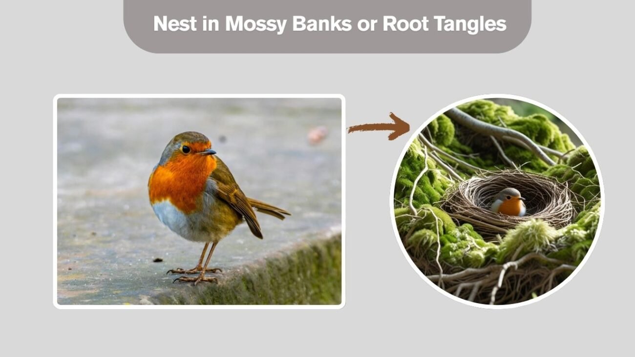 Nest in Mossy Banks or Root Tangles