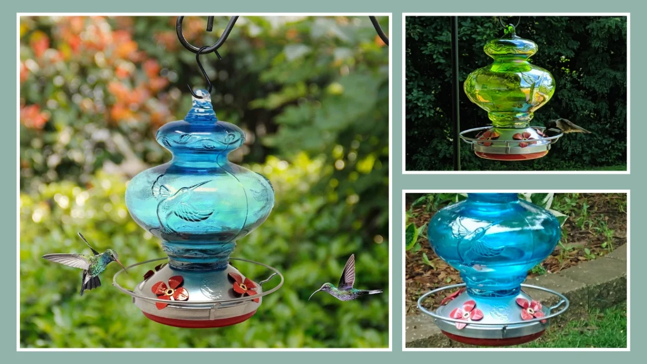Grateful Gnome Hand Blown Glass Hummingbird Feeder