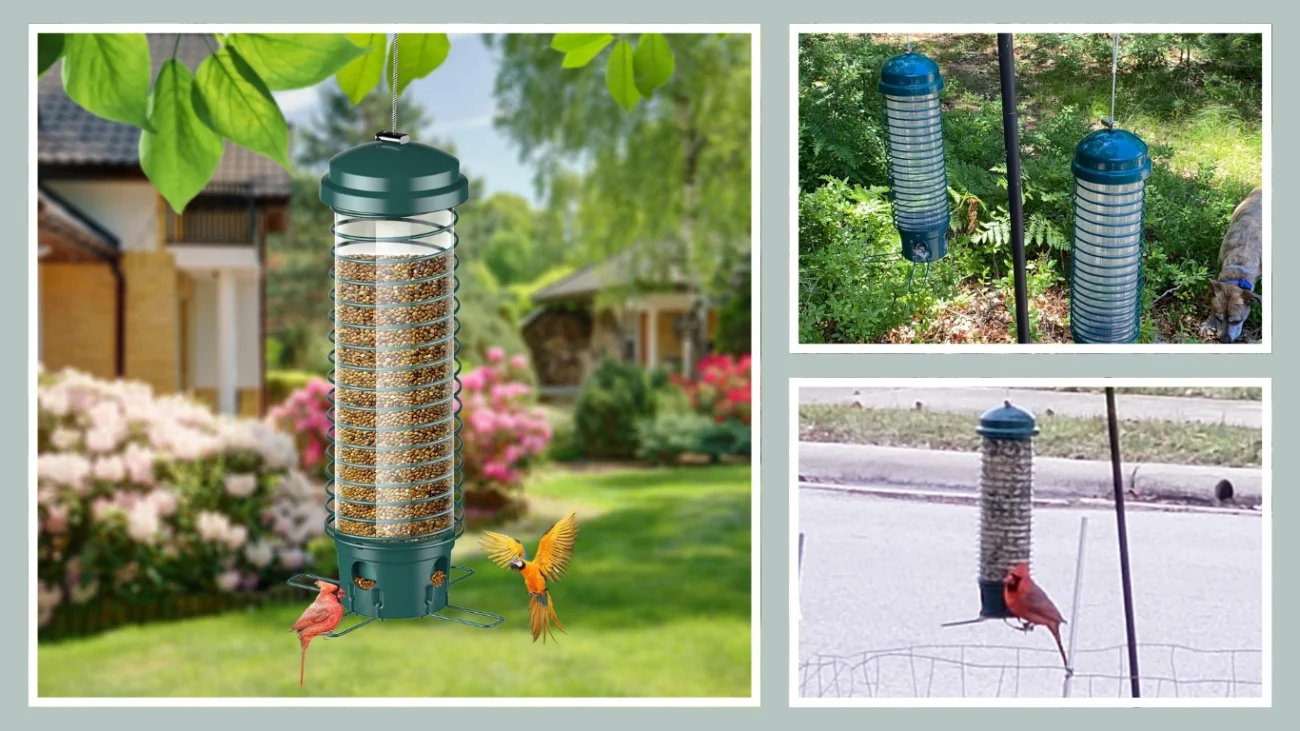 LCSEVEN 3-Lb Squirrel-Proof Hanging Bird Feeder (Green)