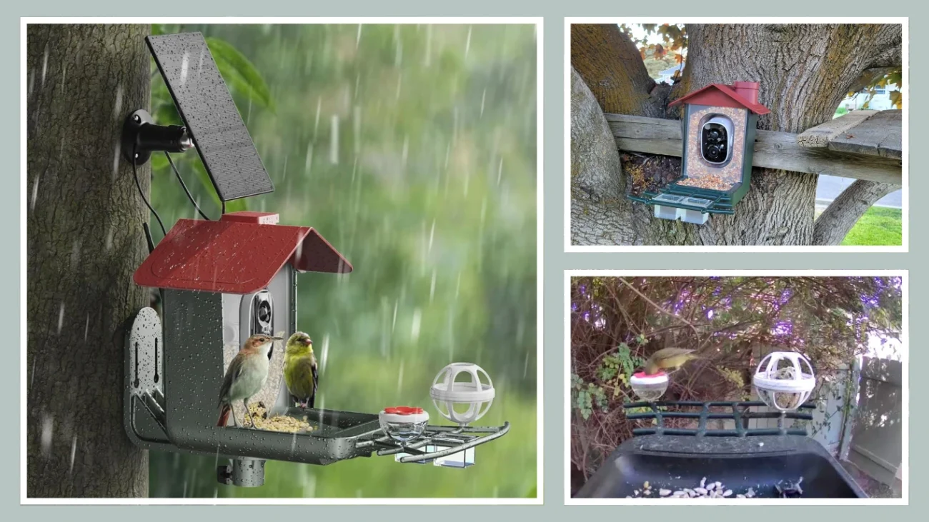 Bird Feeder with Camera, Outdoor Adjustable Solar Smart Birds Feeder