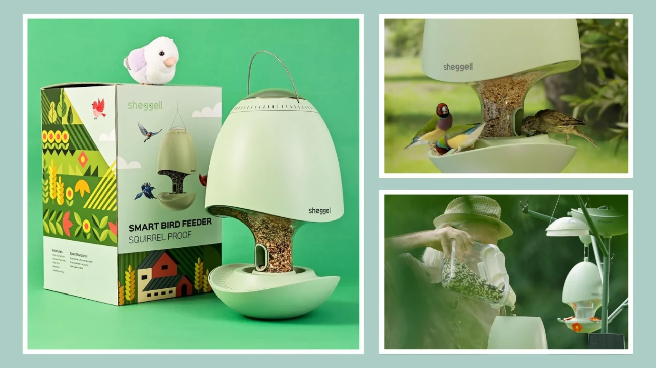 Sheggell Solar-Powered Spinning Squirrel Proof Bird Feeder