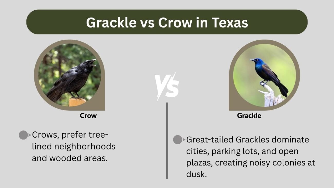 Grackle vs Crow in Texas