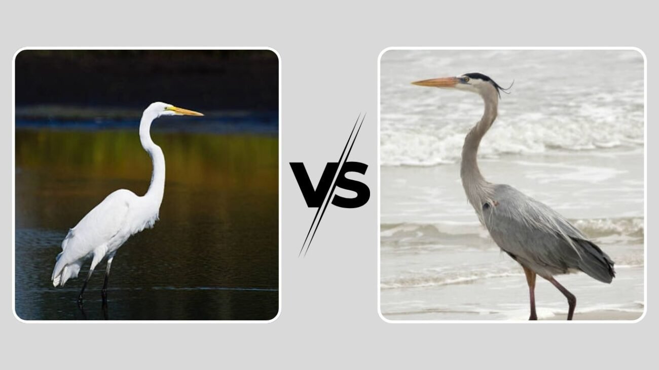White Heron vs Great Blue Heron