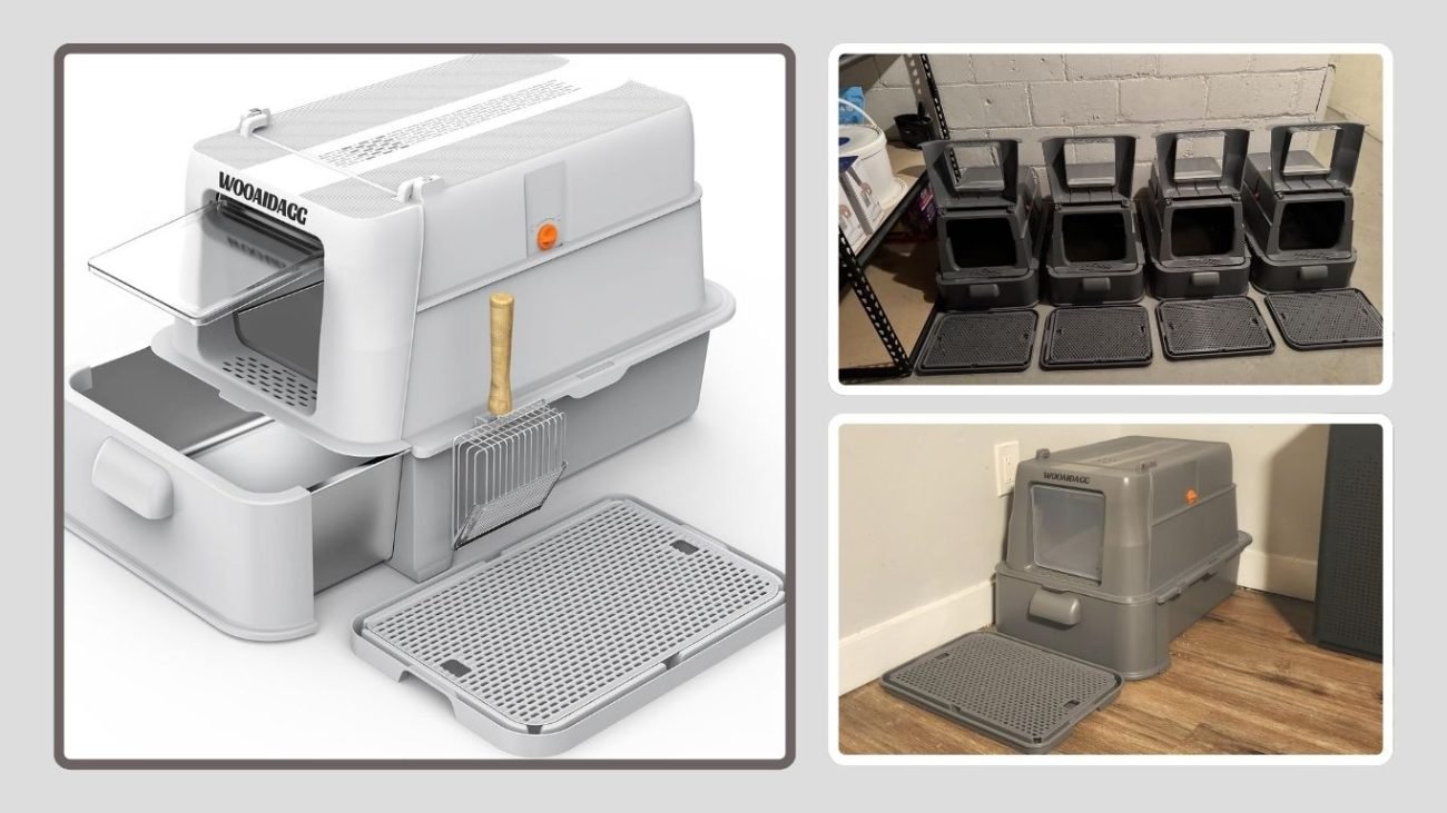 Wooaidagg Covered Stainless Steel Litter Box