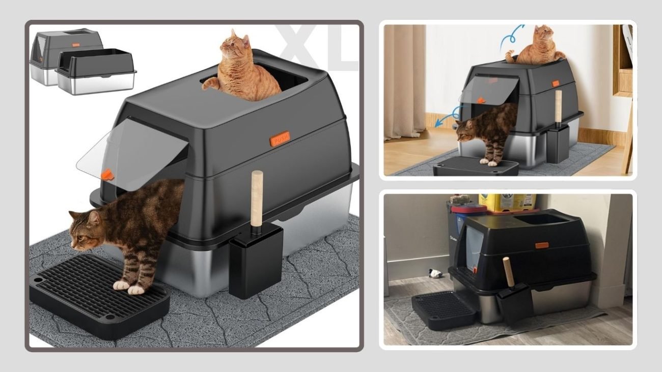 Stainless Steel Enclosed Litter Box with Odor Control
