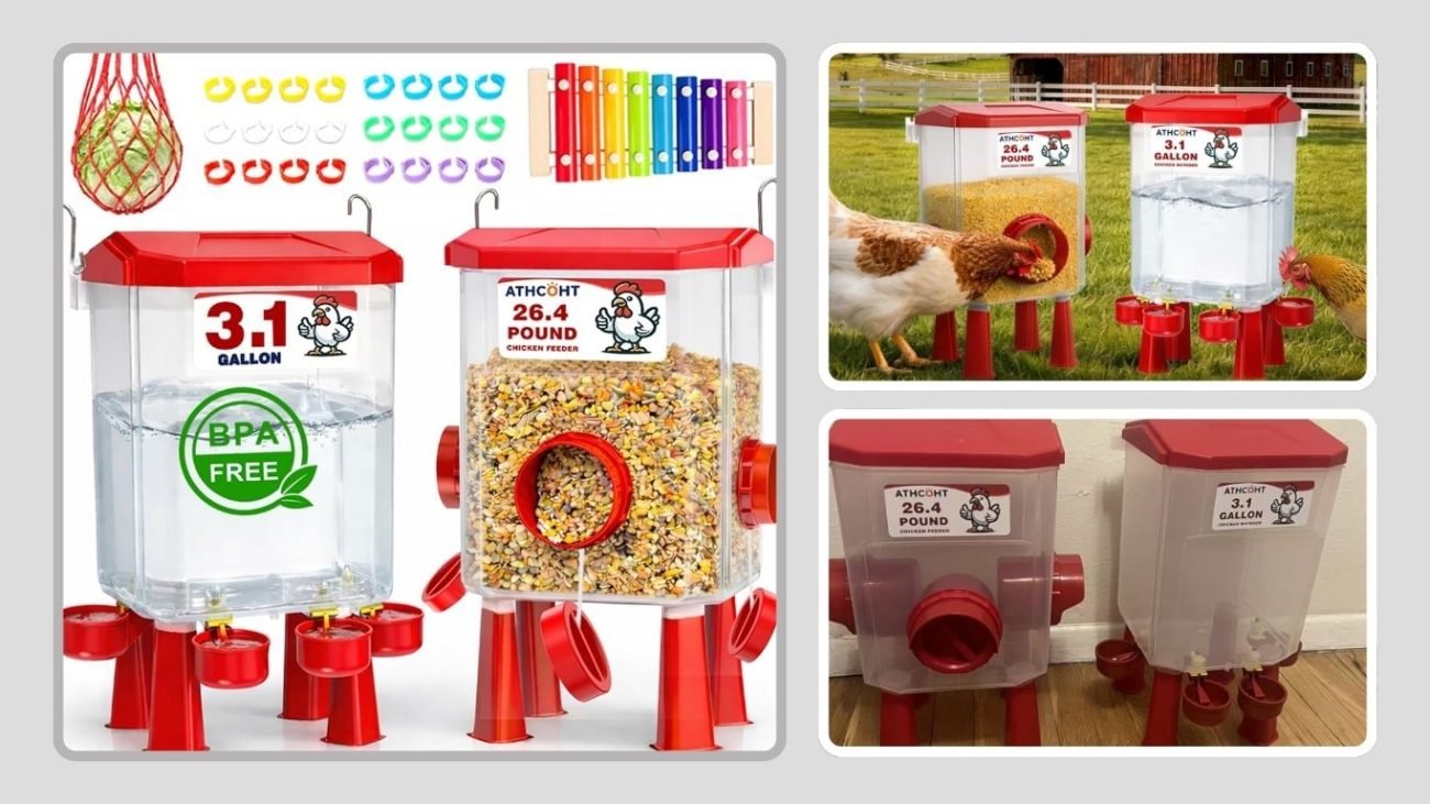 ATHCOHT Chicken Feeder & Waterer Set