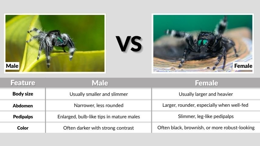 Bold Jumping Spider Male vs Female: Quick Comparison